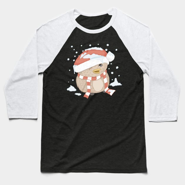 Lil Christmas Birdy Guy Baseball T-Shirt by Chelzzi